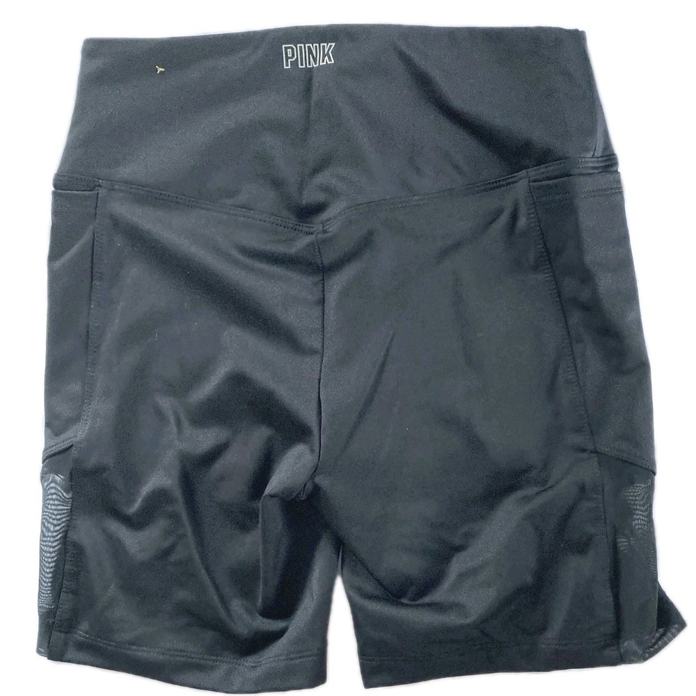 Victoria's Secret PINK Bike Shorts Womens Small Black High Rise Pocket Workout